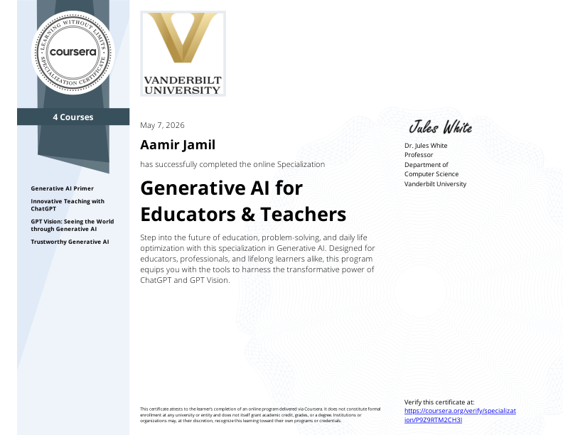 Generative AI for educators and trainers Final Certificate
